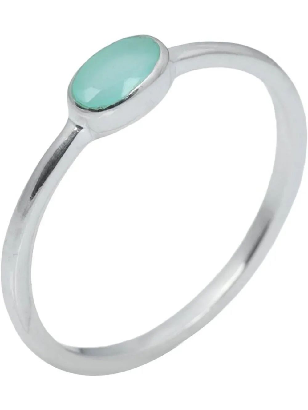 Handmade Aqua Chalcedony Oval Ring | 925 Sterling Silver Boho Jewelry | Unique